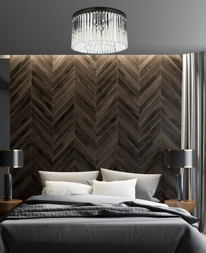 Sydney 8 light Matte Black Flush Mount Clear Royal Cut Crystal