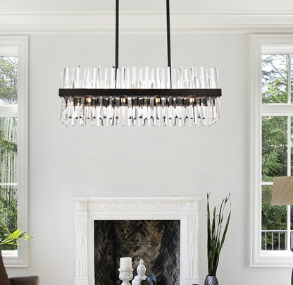 Serephina 36 inch crystal rectangle chandelier light in black