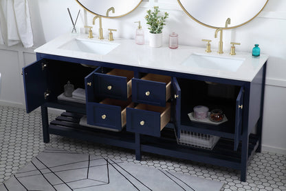 72 inch Double Bathroom Vanity in Blue