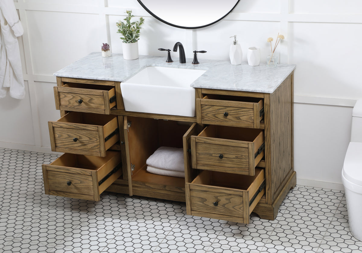 60 inch Single bathroom vanity in driftwood