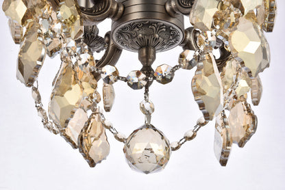 Lillie 4 light Pewter Pendant Golden Teak (Smoky) Royal Cut Crystal