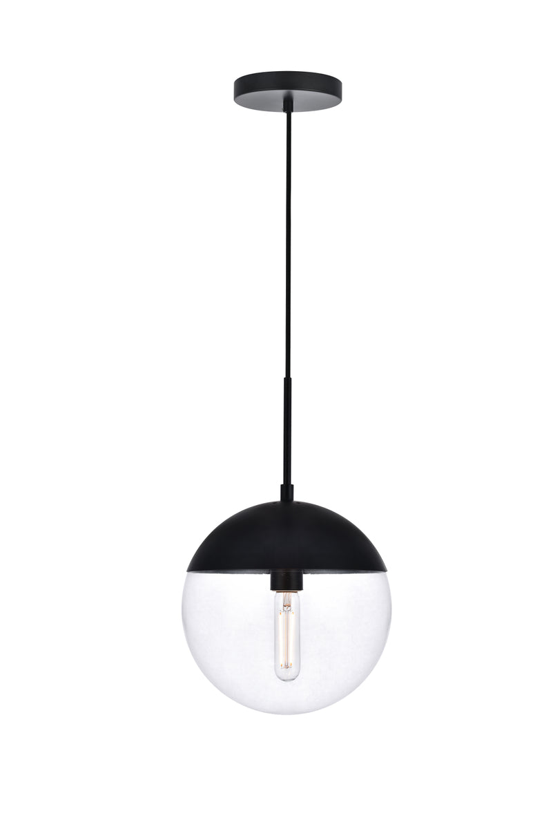 Eclipse 1 Light Black Pendant With Clear Glass