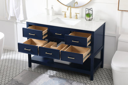 48 inch Single bathroom vanity in blue