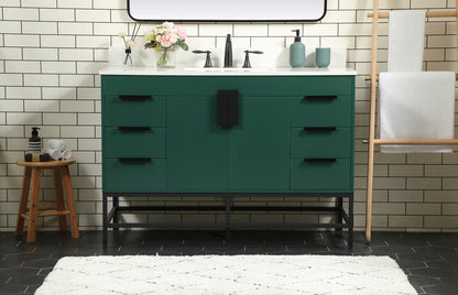 48 inch Single bathroom vanity in green with backsplash
