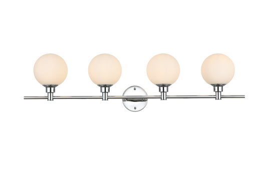Cordelia 4 light Chrome and frosted white Bath Sconce