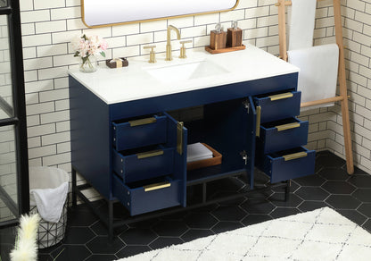 48 inch Single bathroom vanity in blue
