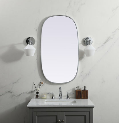 Metal Frame Oval Mirror 20x36 Inch in Silver