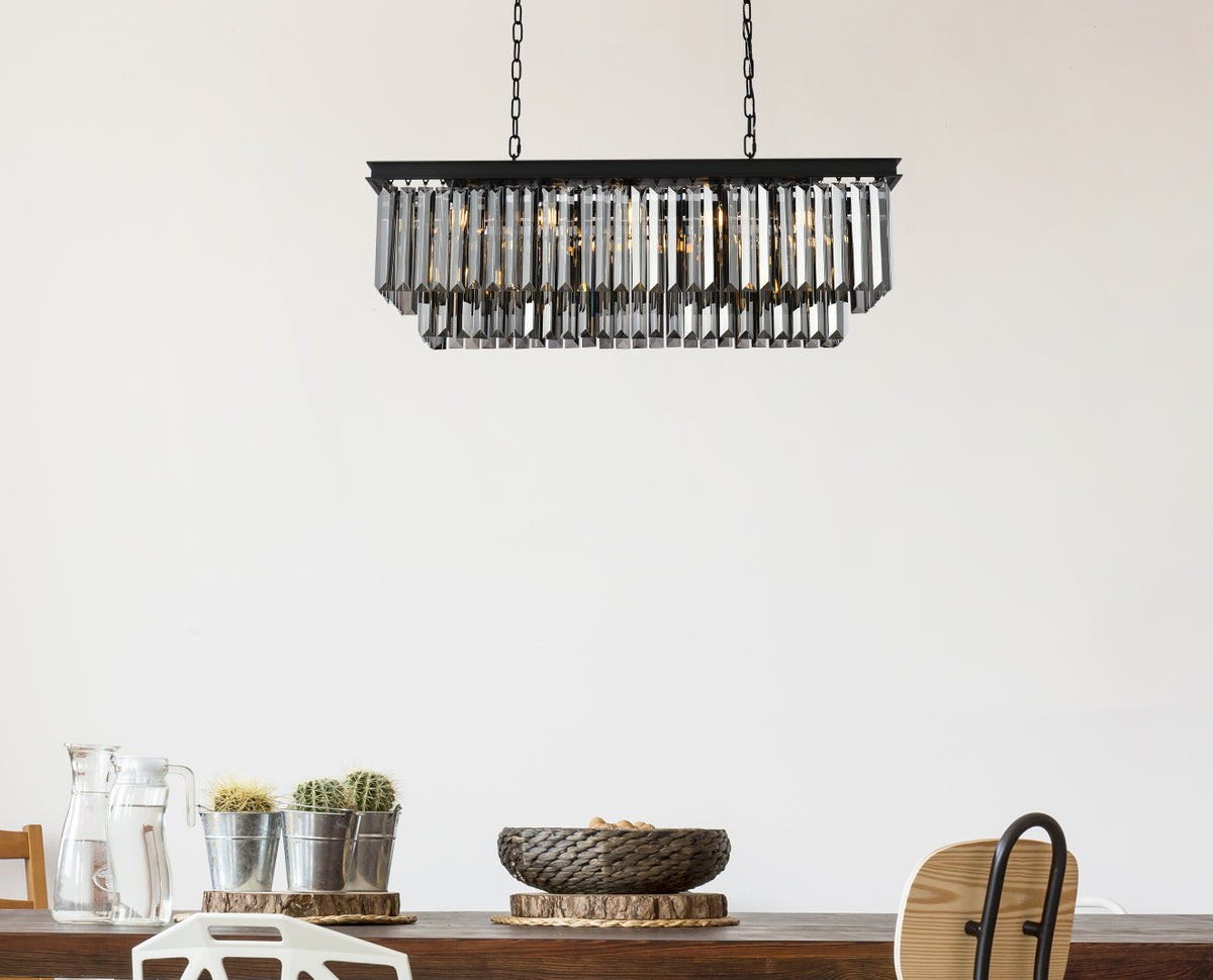Sydney 12 light Matte Black Chandelier Silver Shade (Grey) Royal Cut Crystal