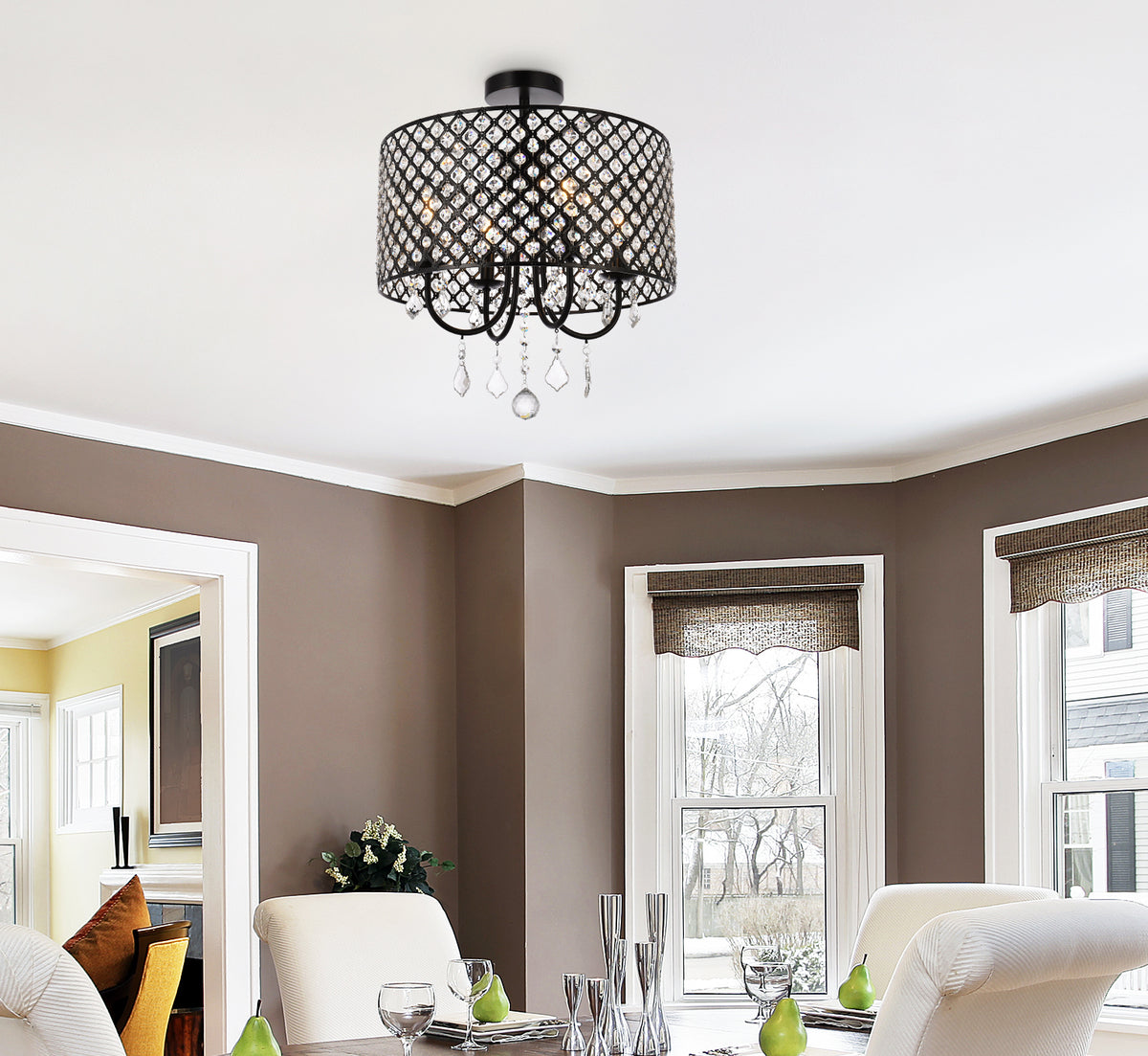 Elise 17 inch flush mount in black