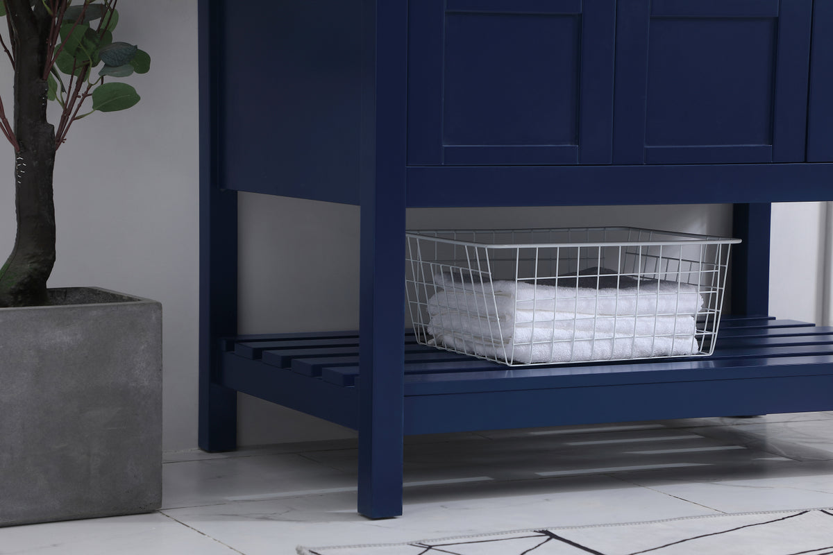 36 inch Single Bathroom Vanity in Blue with Backsplash