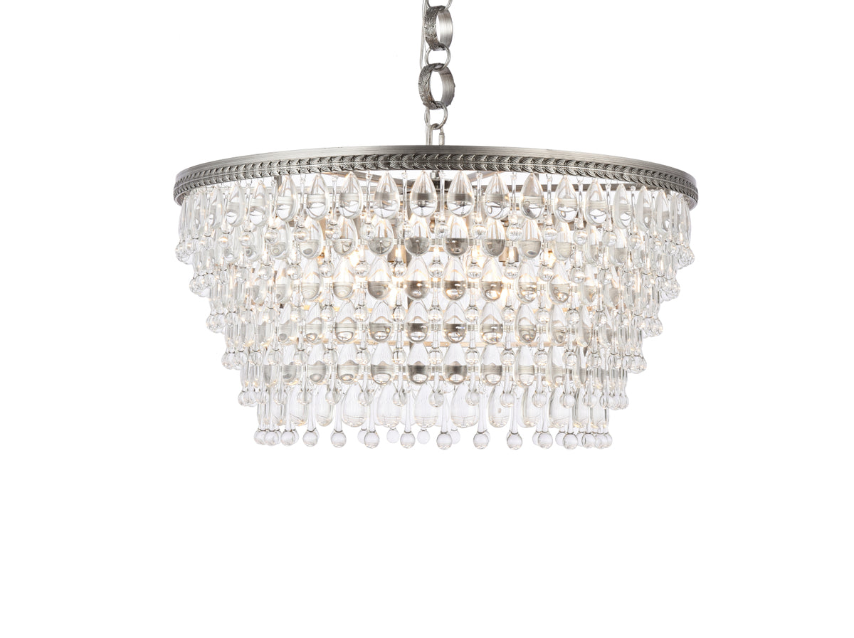 Nordic 6 light antique silver Chandelier Clear Royal Cut Crystal