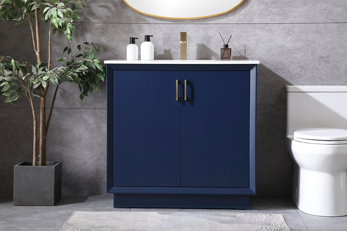 36 Inch SIngle Bathroom Vanity In Blue
