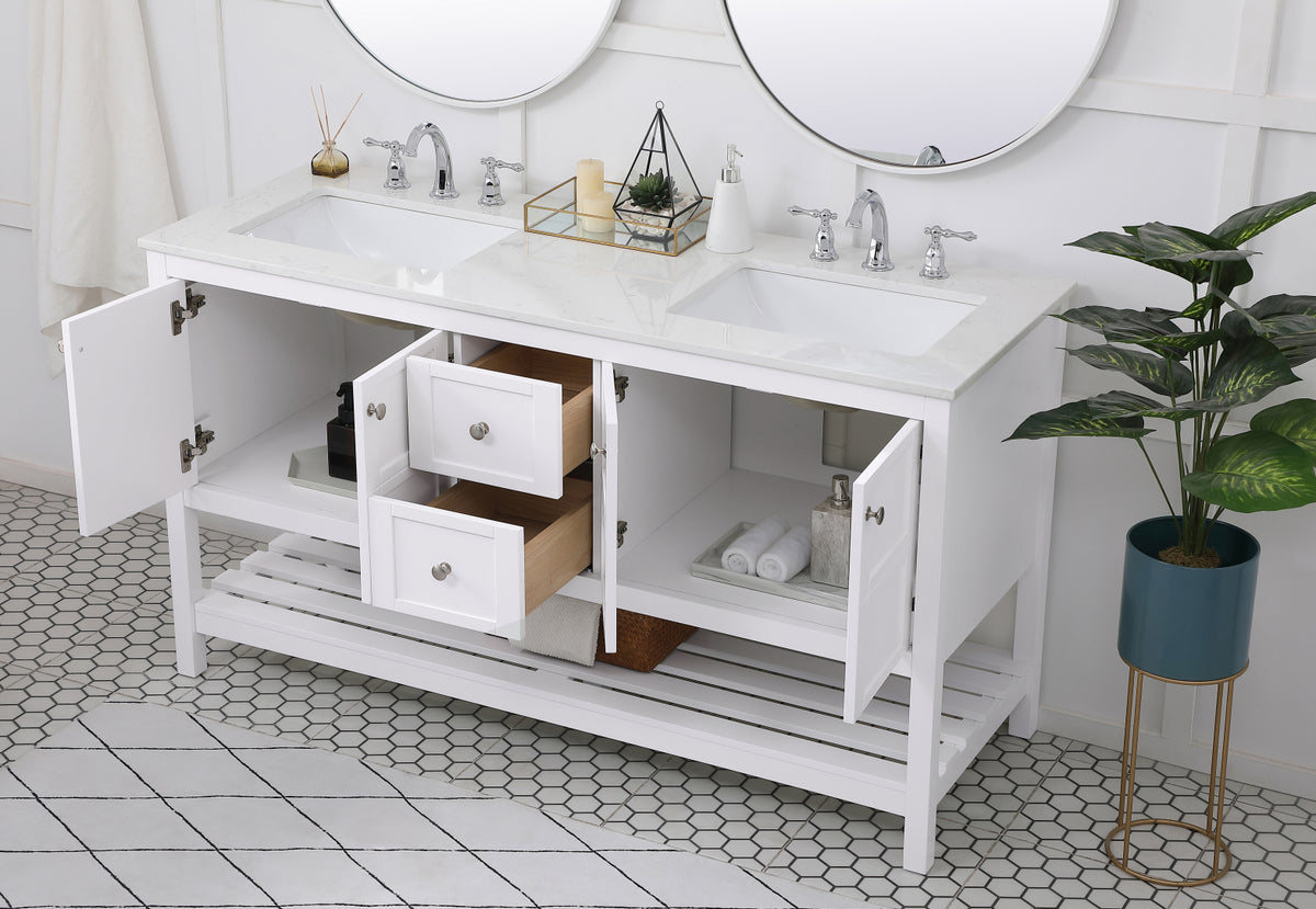 60 inch Single Bathroom Vanity in White