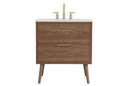 30 inch bathroom vanity in Walnut Brown