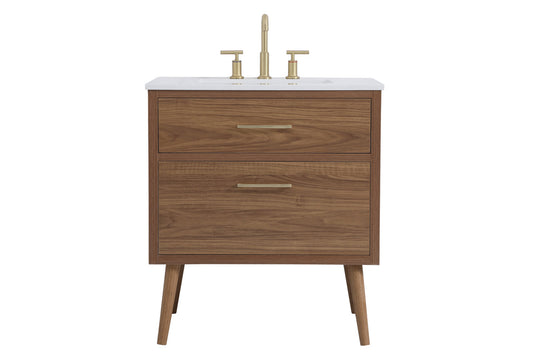 30 inch bathroom vanity in Walnut Brown