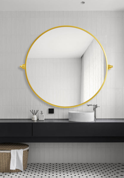 Round pivot mirror 30 inch in gold