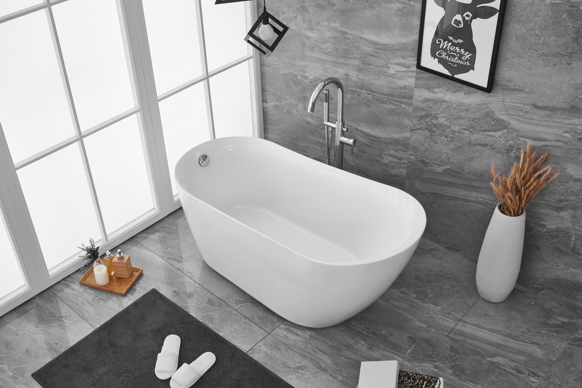 59 inch soaking Single slipper bathtub in glossy white