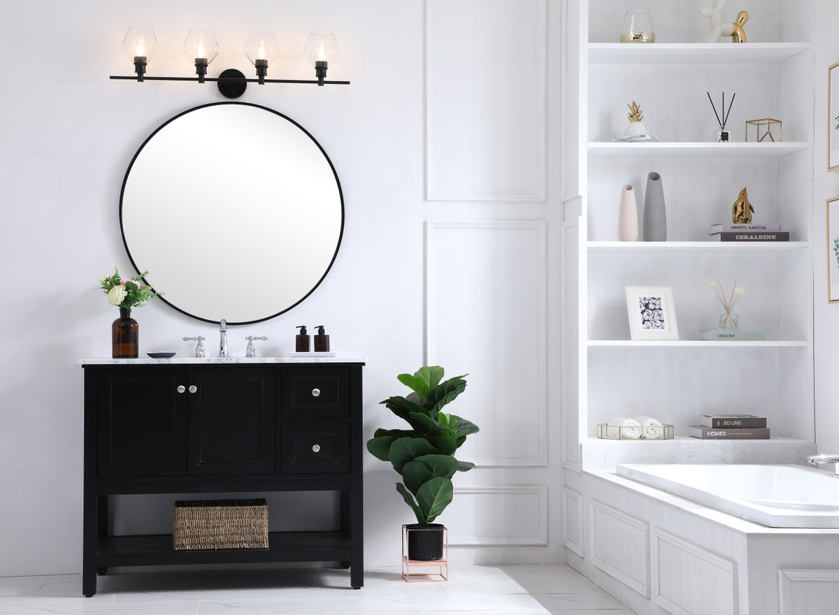 Gene 4 light Black and Clear glass Wall sconce