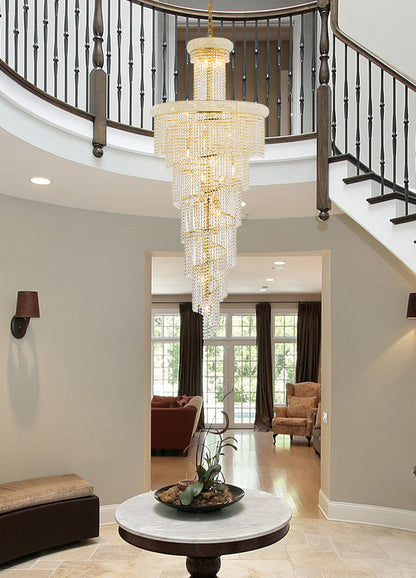 Spiral 28 light Gold Chandelier Clear Royal Cut Crystal