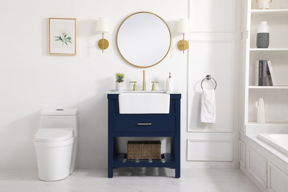 30 inch Single bathroom vanity in blue