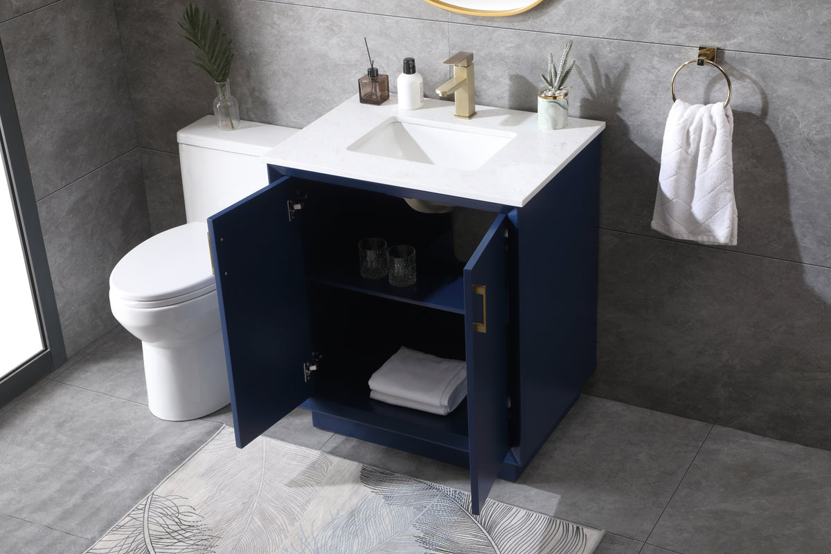 30 Inch SIngle Bathroom Vanity In Blue
