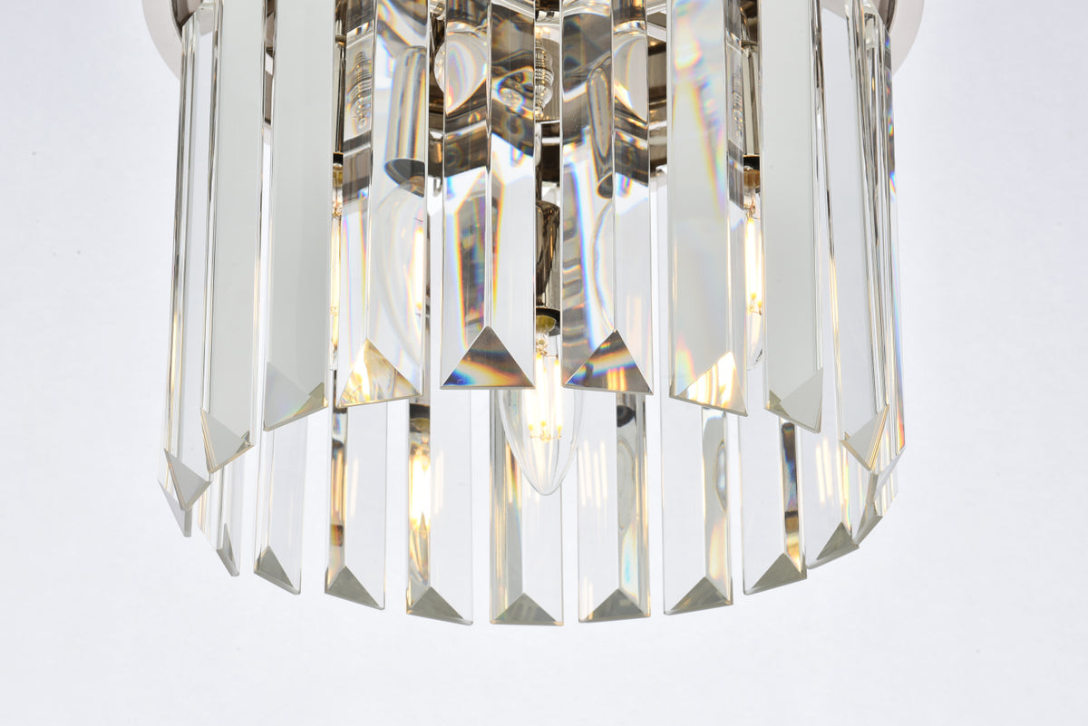 Sydney 3 light polished nickel Flush Mount Clear Royal Cut Crystal