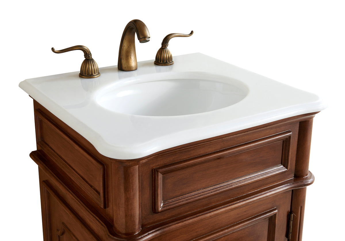21 inch Single Bathroom vanity in Teak with ivory white engineered marble