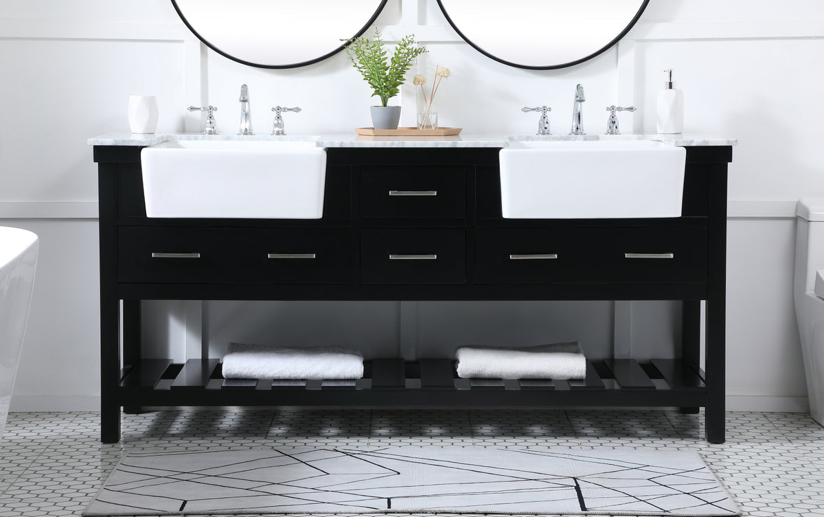 72 inch double bathroom vanity in black