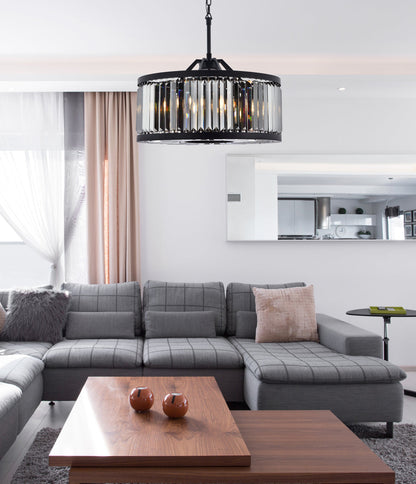 Chelsea 8 light Matte Black Chandelier Silver Shade (Grey) Royal Cut Crystal