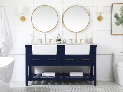 60 inch double bathroom vanity in blue