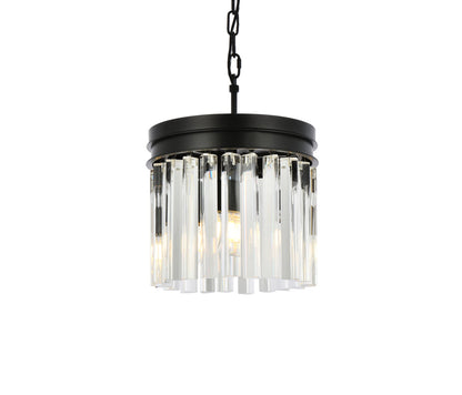 Sydney 3 light Matte Black Pendant Clear Royal Cut Crystal