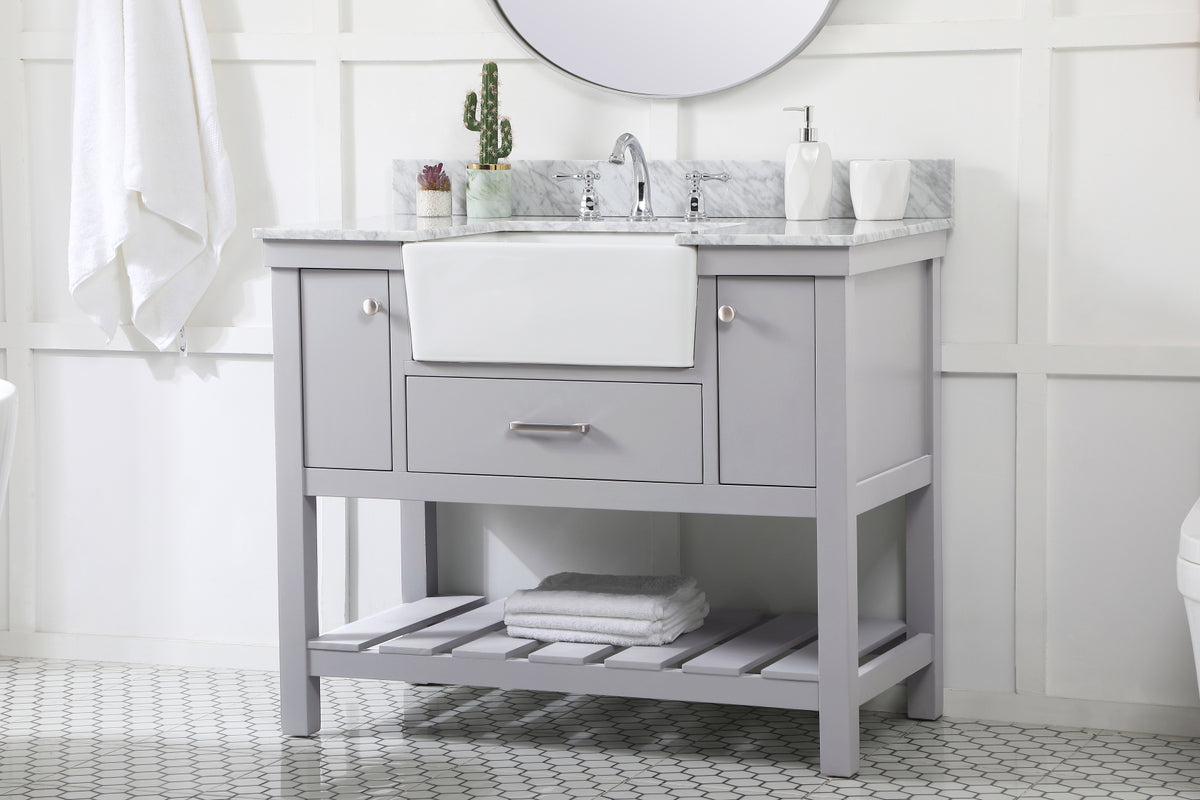 42 inch Single bathroom vanity in grey with backsplash
