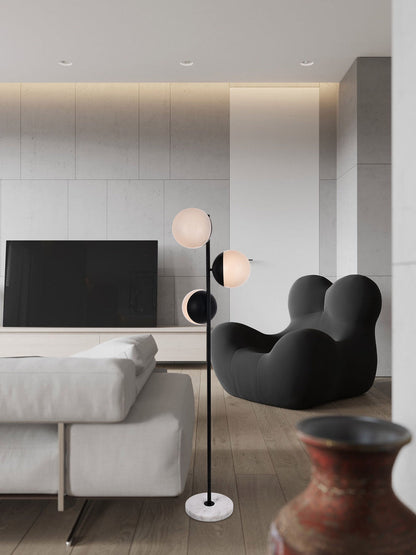Eclipse 3 Lights Black Floor Lamp With Frosted White Glass