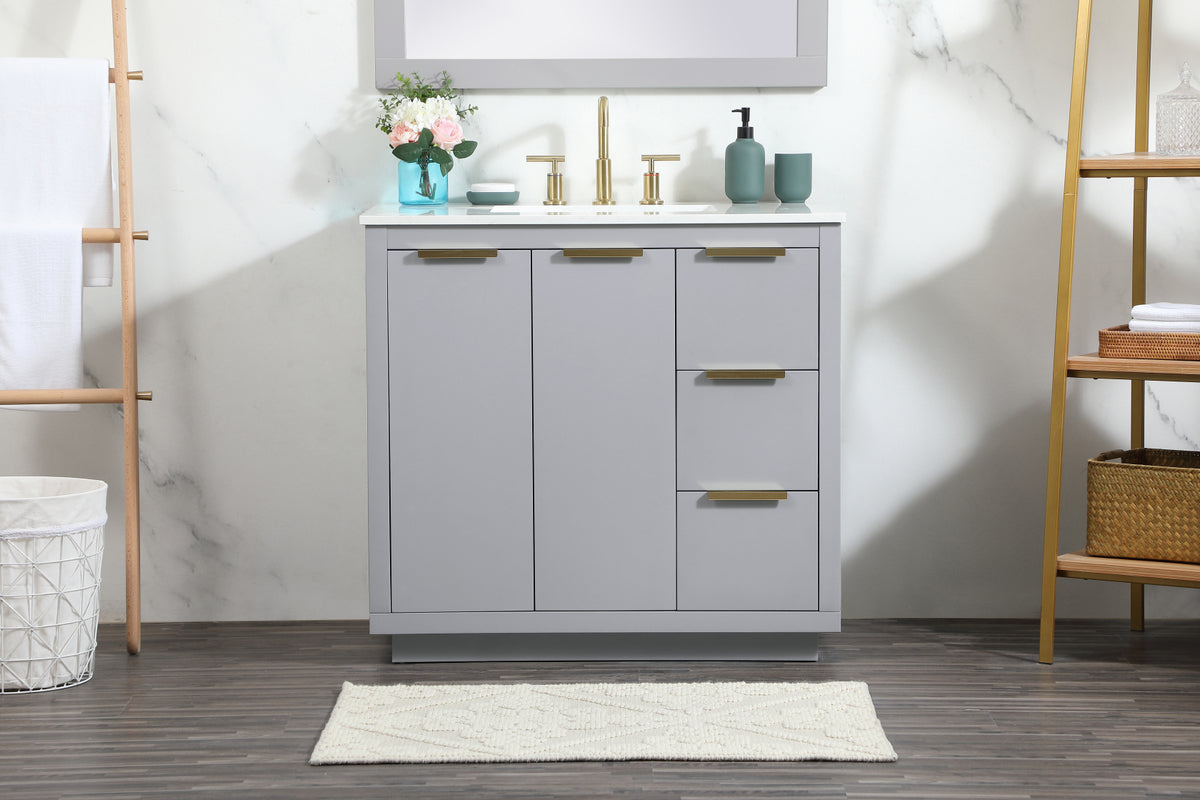36 inch Single bathroom vanity in grey