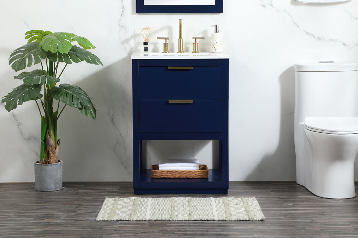 24 inch Single bathroom vanity in blue