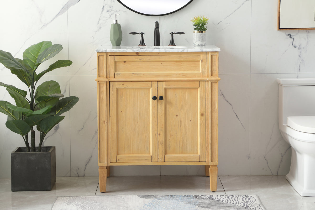 30 inch Single bathroom vanity in natural wood