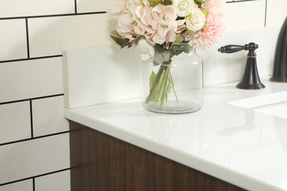 36 inch Single bathroom vanity in walnut with backsplash