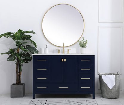 48 inch Single Bathroom Vanity in Blue with Backsplash