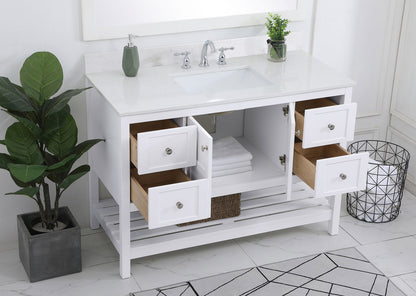 48 inch Single Bathroom Vanity in White with Backsplash