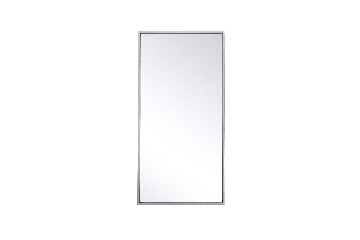 Metal frame rectangle mirror 14x28 inch in silver