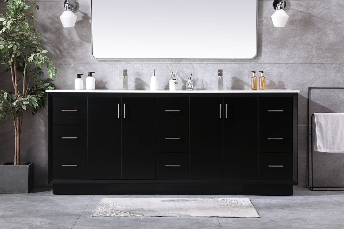 84 Inch Double Bathroom Vanity In Black
