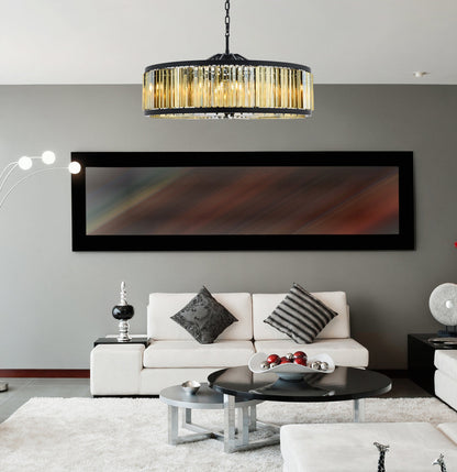 Chelsea 10 light Matte Black Chandelier Golden Teak (Smoky) Royal Cut Crystal