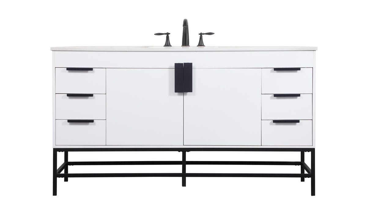 60 inch Single bathroom vanity in white