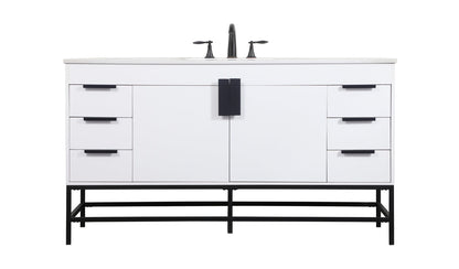 60 inch Single bathroom vanity in white