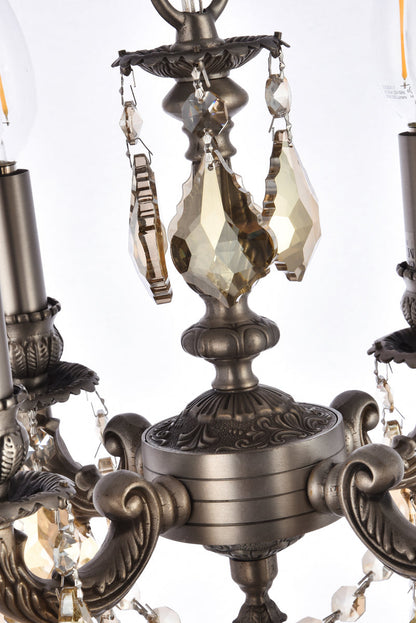 Lillie 4 light Pewter Pendant Golden Teak (Smoky) Royal Cut Crystal