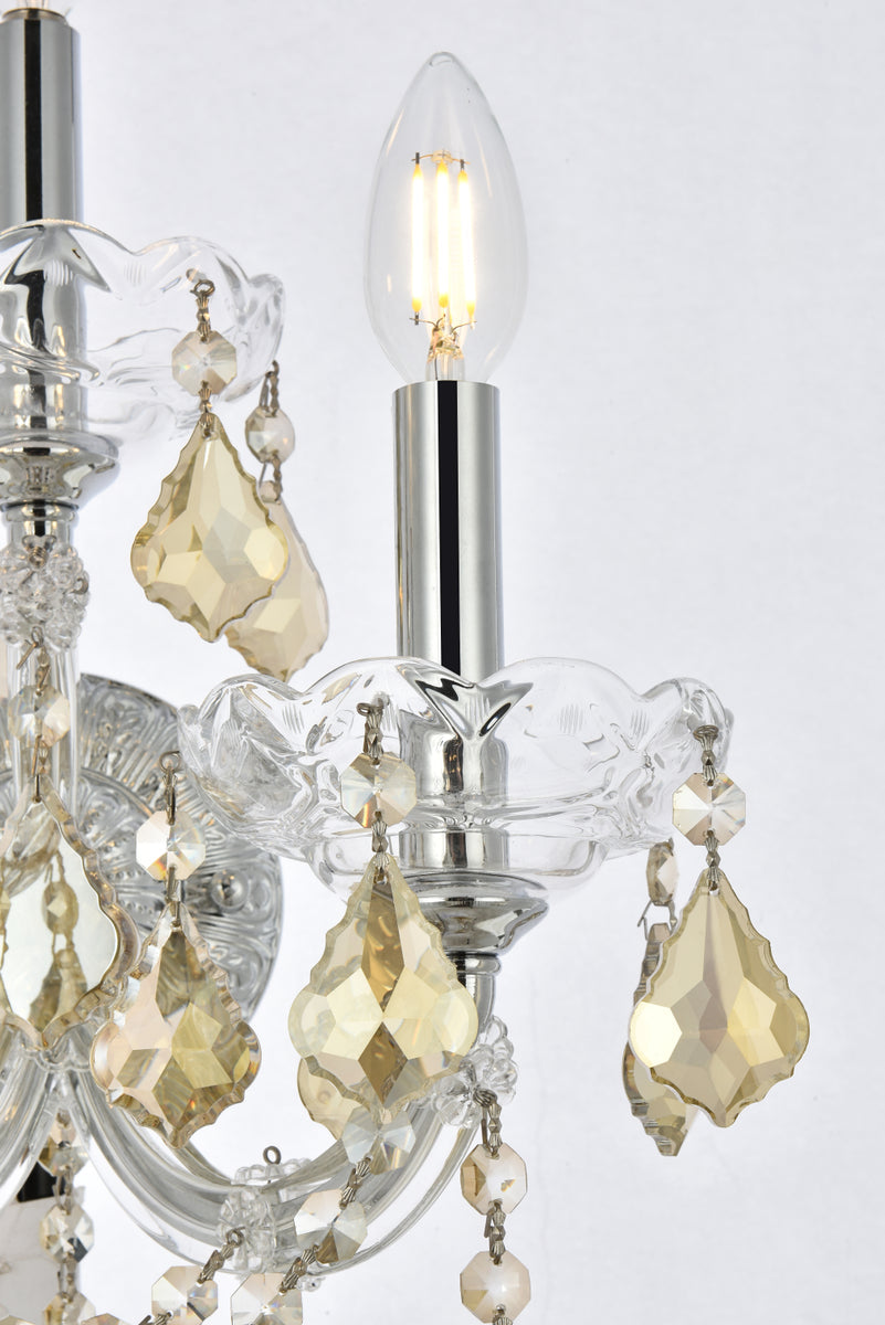Maria Theresa 3 light Chrome Wall Sconce Golden Teak (Smoky) Royal Cut Crystal