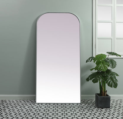 Metal Frame Arch Full Length Mirror 35x72 Inch in Silver