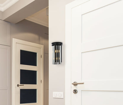 Sydney 2 light Matte Black Wall Sconce Silver Shade (Grey) Royal Cut Crystal