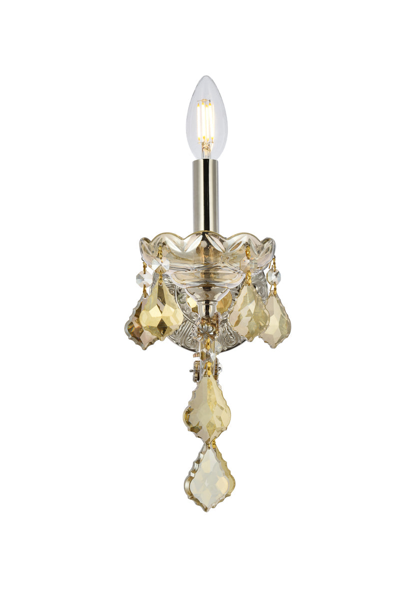 Maria Theresa 1 light Golden Teak Wall Sconce Golden Teak (Smoky) Royal Cut Crystal