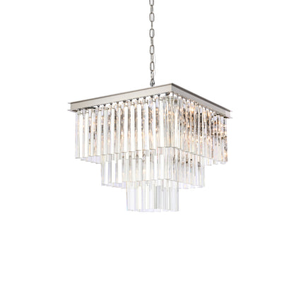 Sydney 21.5 inch square crystal chandelier in polished nickel